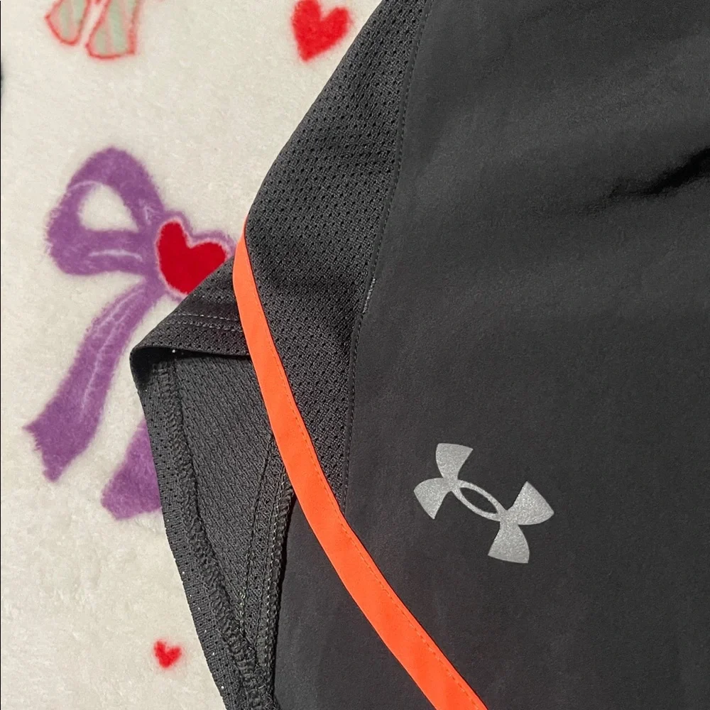 Under Armour Black Athletic Shorts with Neon Green & Orange Trim